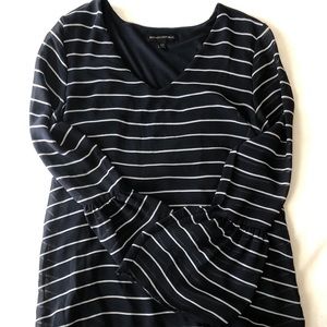 Navy Blouse with peplum sleeves